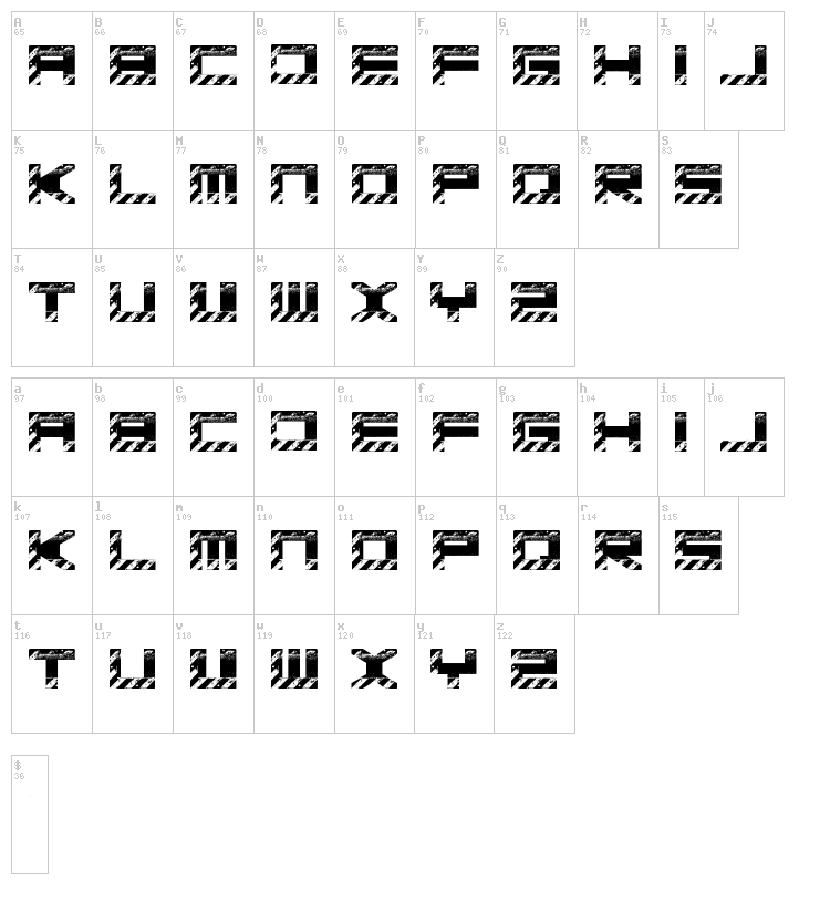 Basica Industrial font map